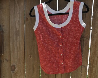 Vintage Red Floral Print Tank Medium