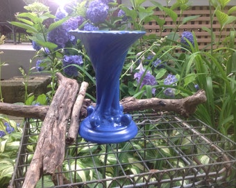 Vintage Camark Pottery Vase - vibrant blue