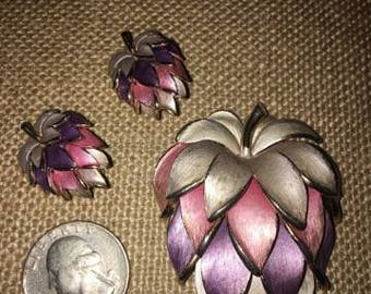 Vintage Pin and Earring Set