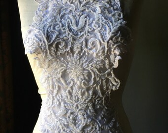 WHITE Applique Beaded for Illusion Gowns, Lyrical Dance, Ballet, Bridal, Costumes