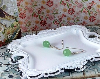 Handmade Glass Peridot & Silver Earrings