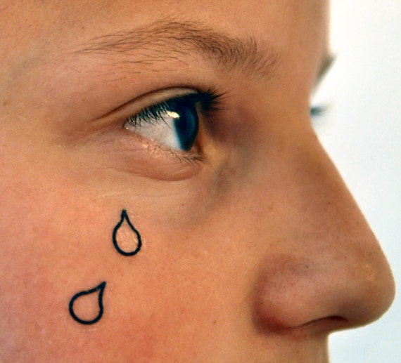 Teardrop Temporary Tattoo Gangster Temporary Tattoo Symbolic