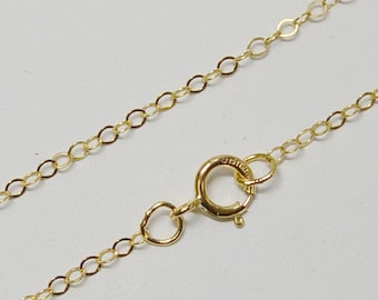 14k Gold Filled 1.3mm Flat Cable Finished Chain, Necklace, 14 Inch, 15 Inch, 16 Inch, 18 Inch, 20 Inch, USA