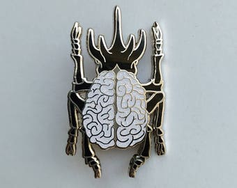 Glitter brain beetle pin