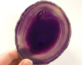 Purple agate slice round coaster
