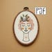 PDF pattern - Pink Haired Girl with a Cat Skull Hair Clip and Star details Hand Embroidery Pattern (PDF modern embroidery pattern)