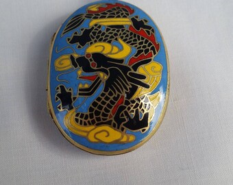 Vintage Cloisonne Dragon Locket | pendant