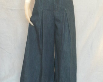Modest Denim Culottes Pants--- Denim Skirt--- Culotte Skirt--- Riding Skirt--- CUSTOM MADE