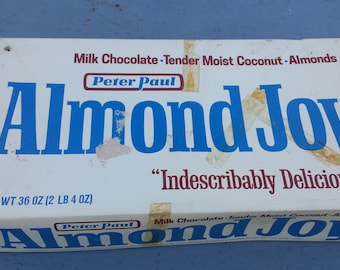 Vintage 10 Cent Almond Joy Candy Bar Retail Store Display Box Farm House Deco