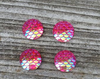 12mm Pink Ab Scale Cabochon