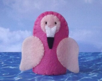 Flamingo Finger Puppet - Felt Flamingo Puppet - Flamingo Bird Finger Puppet - Felt Bird Puppet Pink Flamingo