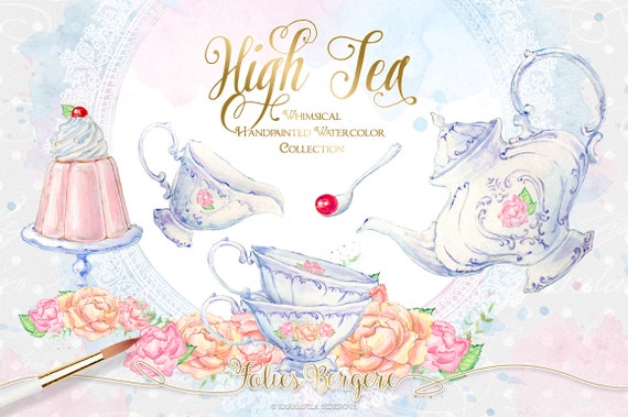 diy decoupage table Watercolor Tea Party High Clipart, Clipart, Tea Tea