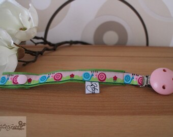 Pacifier pacifier Ribbon Green Pink snails