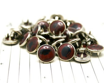 Special Buy!!! 24 Maroon & Black Marbled Cowgirl Snaps Pearl Prong Western Snaps