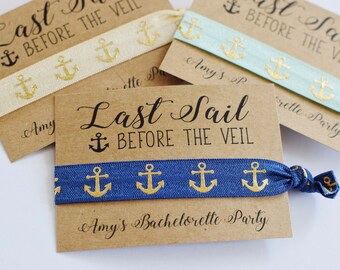 Bachelorette Party Favors//Last Sail Before the Veil//Nautical Bachelorette Party//Elastic Hair Tie//Creaseless Hair Tie//