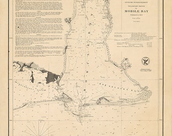 Mobile Bay Map Art Mobile Harbor c.1865 Old Maps and