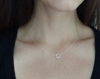 Silver Karma Necklace - Simple Dainty Necklace - Delicate Silver Necklace - Sterling Silver Circle Necklace - Minimalist Everyday Layering