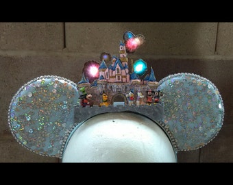 LIGHT UP Sleeping Beauty's castle/fireworks ears/castle ears/Disneyland ears/Mickey ears/Minnie ears/fireworks ears/Disney castle ears