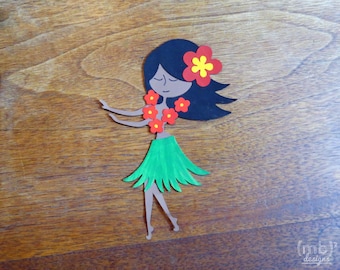 Hand Painted Hula Girl Embellishment