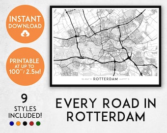 Rotterdam map print, Printable Rotterdam map art, Rotterdam print, Rotterdam art, Rotterdam poster, Rotterdam wall art, Netherlands map