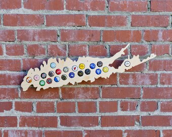 Long Island Beer Cap Map - Craft Beer Bottle Cap Holder - New York Beer Cap Collector Art
