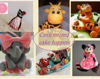 Mermaid cake topper minnie mouse baby elephant Frozen Hello Kitty princess minion smurf Anna Elsa fondant cake toppers for Birthdays