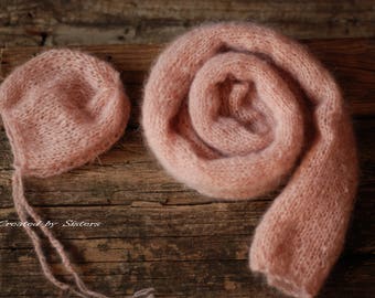 Newborn mohair wrap Knit mohair bonnet Newborn knit wrap, Lace knit newborn bonnet, Newborn photography wrap Mohair newborn bonnet Knit hat