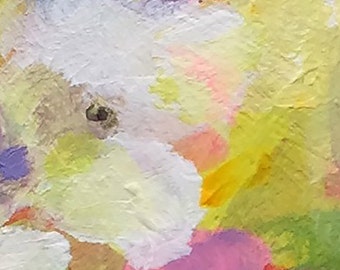 Abstract flowers painting, modern floral still life, contemporary art, square wall art by Paula Prass. 5x5, 6x6 and 8x8 archival fine art