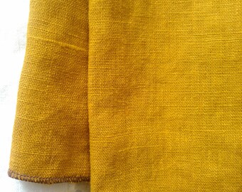 Linen Tea Towel in Mustard Yellow