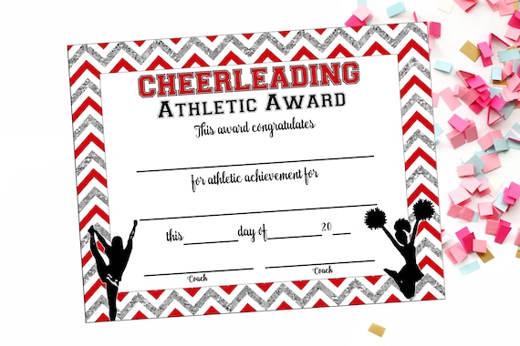 instant download cheerleading certificate cheerleading award certificates printable