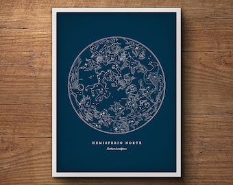 Star Map Print, Northern Hemisphere Star Chart, Constellation Print, Star Map, Celestial Wall Art, Astronomy Poster, Nautical Decor