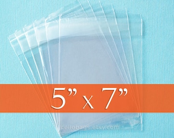 300 5 x 7 inch Resealable Cello Bags, Clear Cellophane Plastic Packaging, Acid Free