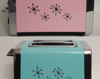 Pink Retro Style Toaster with Black Starburst ,Wide Slot Toaster or Choose Your Color