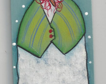 Green Vested Snowman Ornament