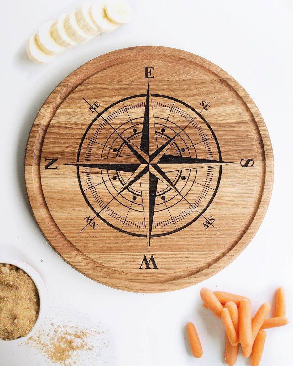 Custom Coordinates Round Wood Cutting board Pizza Custom