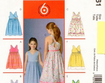 McCall's UNCUT Pattern M4761 - Girls Summer Dresses with Neckline and Strap Variations, Self-Line Bodice, & Gathered Skirt - 10-14