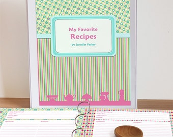 Printable Recipe Binder Set, Editable PDF Cookbook Recipe Pages, Instant Download
