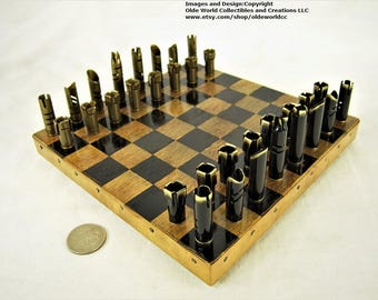 223 Bullet Shell chess pieces and Optional 7 inch copper banded wooden mini board #1120160027 -Free Shipping to U.S.