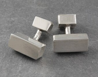 Classic Silver Cufflinks-Rectangle Cufflinks-Father's Day Cuff Links-Gifts for Men-Modern Cuff links-Solid Silver Cuff Links-EmbersJewellery