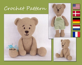 Crochet Pattern, Amigurumi, Crochet Teddy Bear Pattern, CP-129