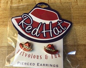 Vintage Red Hat Society Stud Earrings