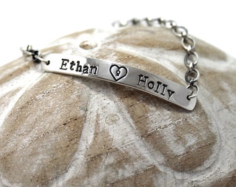 Bracelet personalisé avec chaine en Argent Sterling et coordonnées, bracelet medical