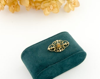 Antique 10k Gold Filigree Brooch | Topaz Brooch | Antique 10k Gold Brooch