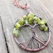 Peridot Tree of Life Pendant Choose from Copper, Oxidized Copper, Brass or Sterling Gift Boxed