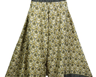 Easy Going Skirt Style Pants High Waist Wide Leg  Flare Vintage Divided Maxi Long Skirts S/M