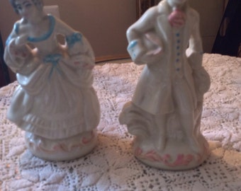 Victorian couple ceramic figurines