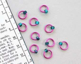CRAZY FOR YOU Stitch Markers, fabric & notions, knitting markers, knitting gift, knitting supplies, knitting accessories, snag free Right-O