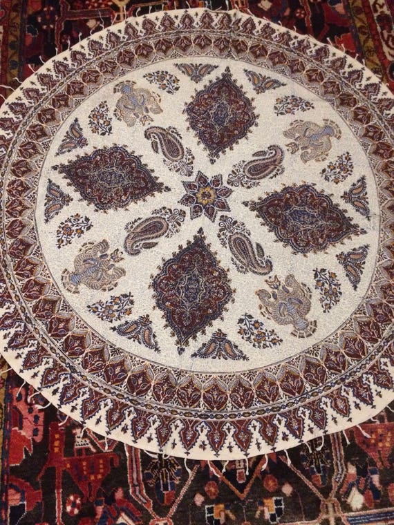 Traditional round table-cloth 60" inches with tassels