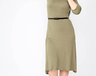 Viscose Belted Midi Dress
