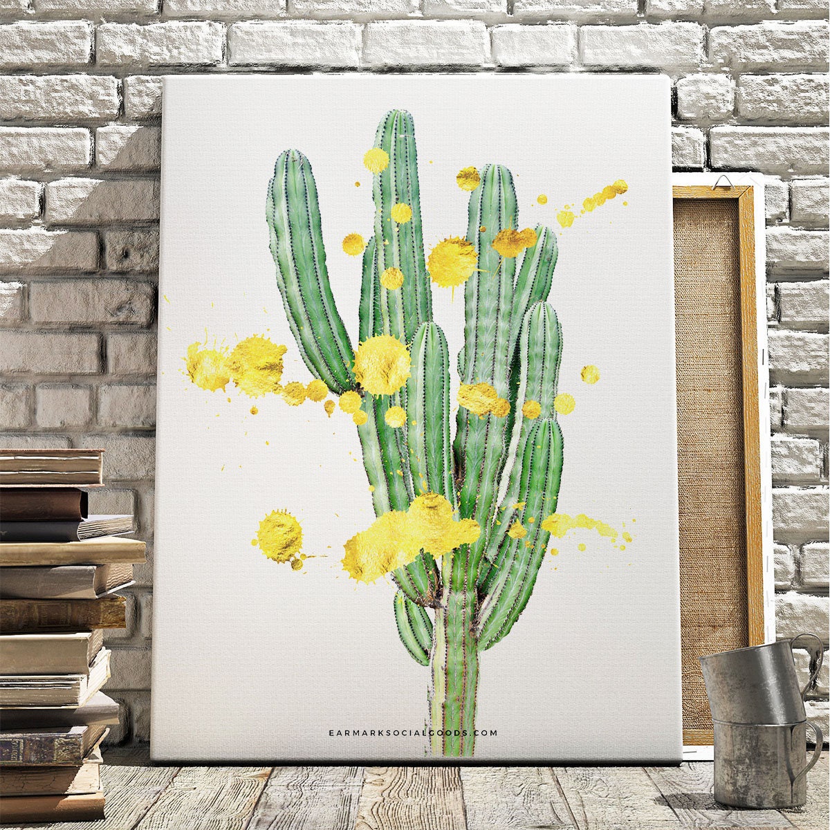 Modern Cactus PRINTABLE Cactus Wall Art Desert Art Gold